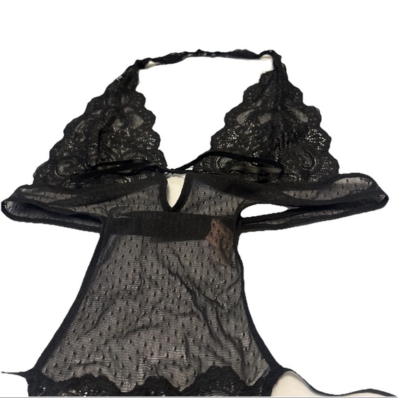 Victoria’s Secret Chantilly 2007 Lace Black Mesh Floral Teddy VTG SEXY 1PC Large - Picture 10 of 17